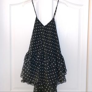 H&M Navy Polka Dot Chiffon Tiered Dress sz 4